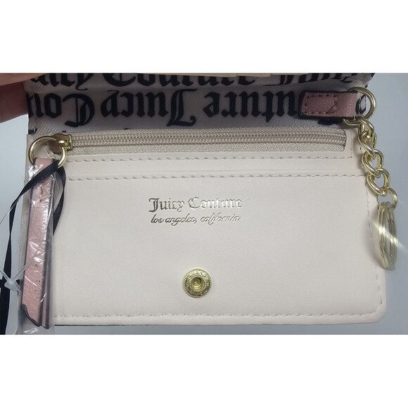 Juicy Couture Chestnut Chino & Pink Credit Card Bifold Wallet Key Ring NWT - Picture 7 of 10
